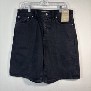 Madewell Shorts Women's 28 Baggy Denim Bermuda Button Fly Black High Rise